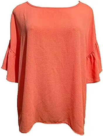bcx womens 34 bell sleeve blouse peach s